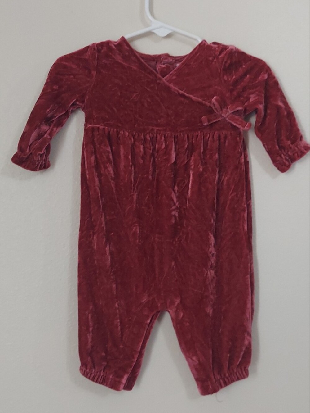 Carter's Girls Velvet Long Sleeve Dress - Burgundy